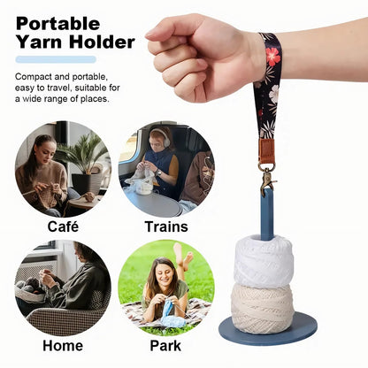 Dasonwin Wrist Yarn Holder for Walking & Travel, Portable Tangle-Free Spindle, Lightweight Hanging Dispenser, Crochet Gift (Blue)