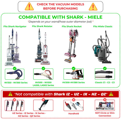 Round Horse Hair Vacuum Brush Attachment for Shark Vacuums, Compatible with Miele C1 Shark NV350 NV360 NV500 NV501 HV300 HV301 HV322 HV371 HV372 (1-3/8'' Vacuum Dusting Brush)
