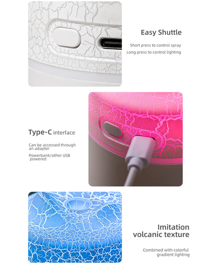 Portable Mini Humidifier, Colorful, Cool Mist, USB Powered. Perfect for Bedroom, Office & Car (300ml, White)