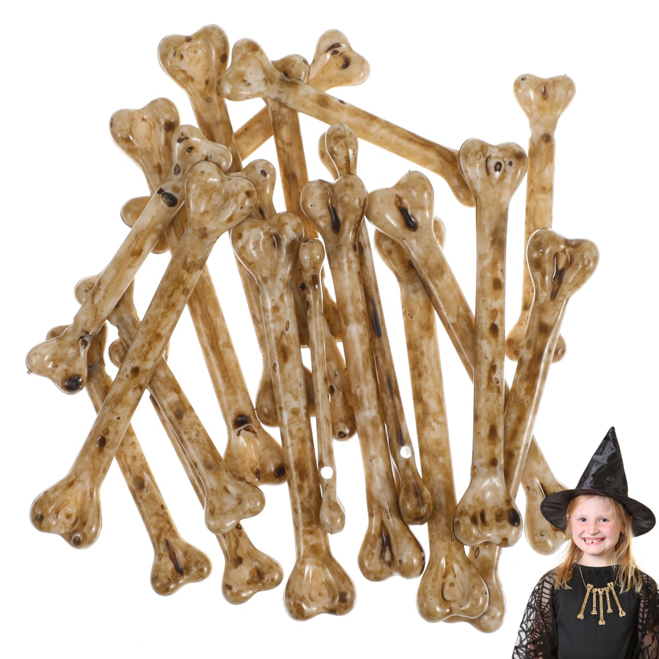 EXCEART 20pcs Mini Skeleton Bones Simulation Plastic Bone White Fake s Prop Skull Pendant Charm Artificial Ornaments Hanging Decor DIY Human Skeleton Costume