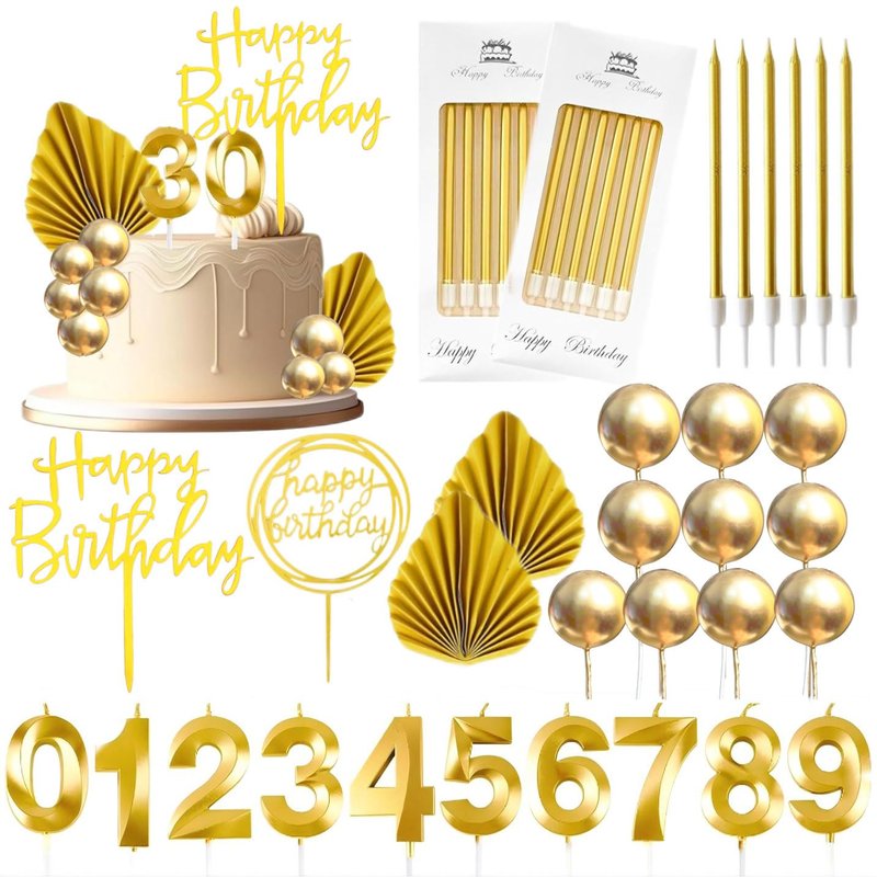 Gold Birthday Candles, Tyotrbs Happy Birthday Candle For Cake birthday candles Numbers Birthday Candles DIY Cake Decor for Men Women Wedding Anniversary