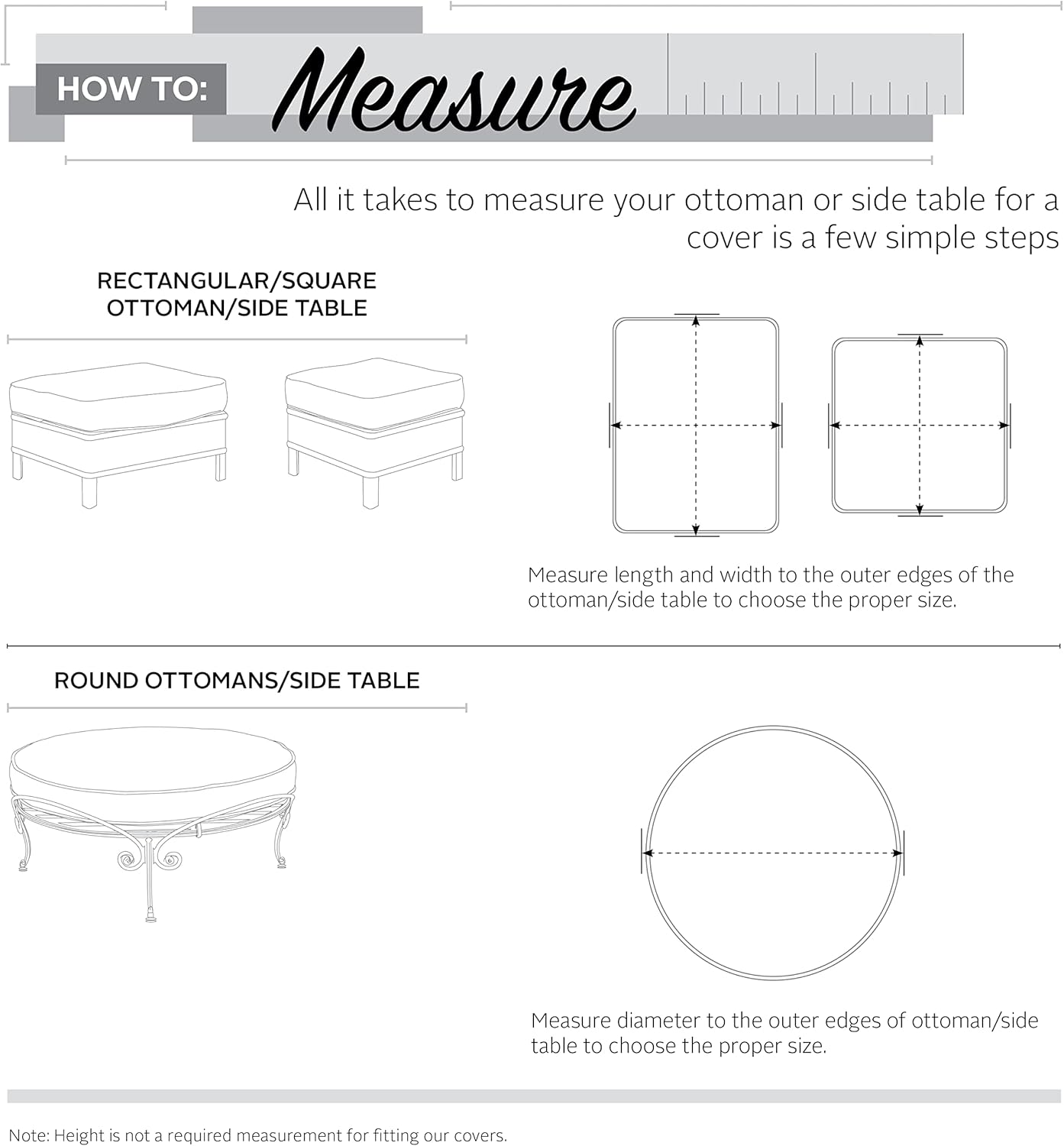 32 Inch Classic Accessories Ravenna Water-Resistant Rectangular Patio Ottoman/Table Cover, Outdoor Table Cover