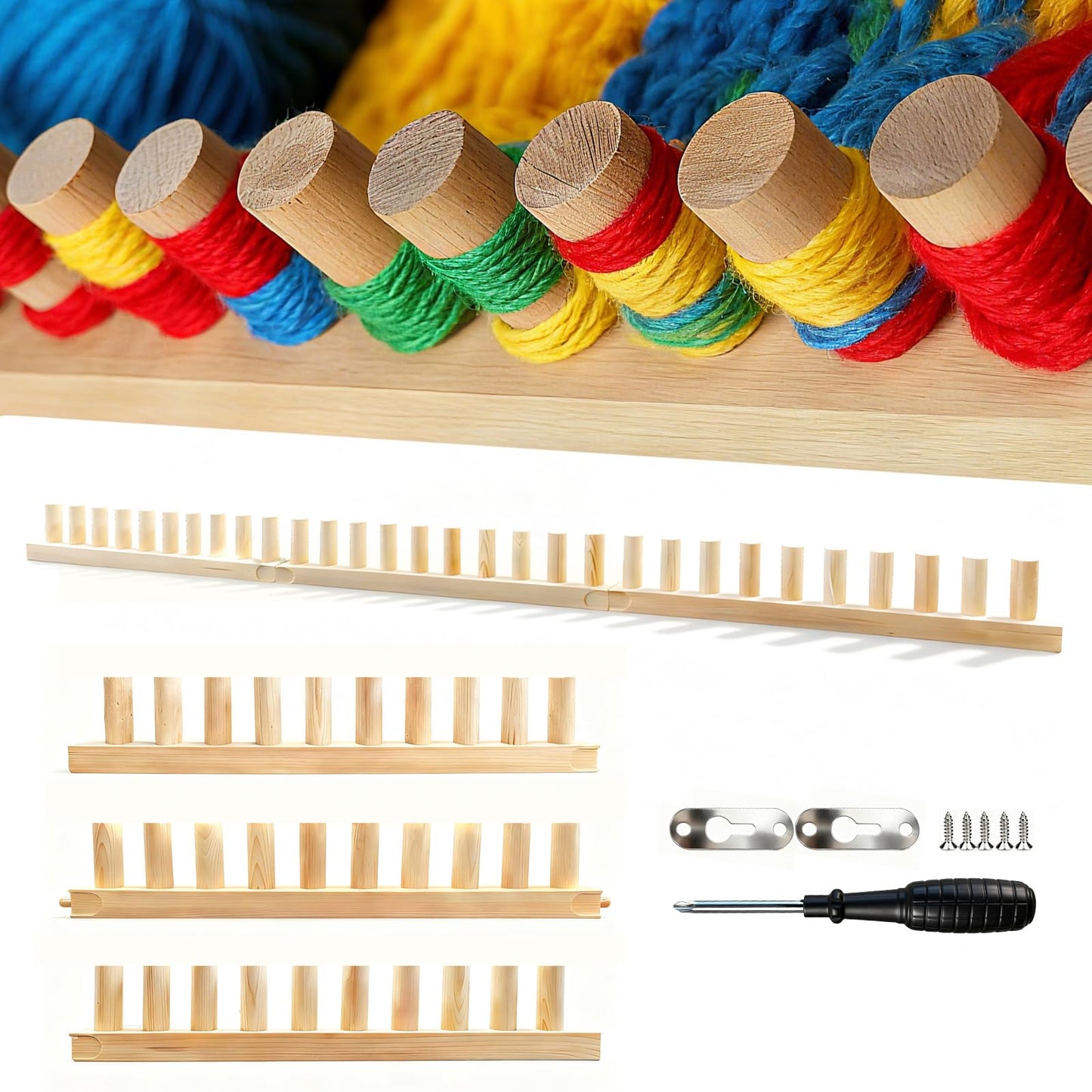46-Inch Wooden Chunky Blanket Loom, Adjustable Hand Knitting Yarn Chunky Blanket Kit, Portable for DIY