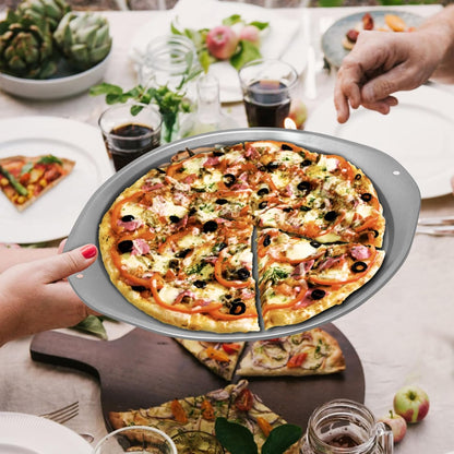 Pizza Pan - 14 Inch Nonstick Pizza Pan for Oven, Durable Kitchen Cookware with Widen Handles for Cooking