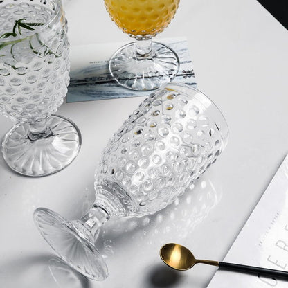 G Hobnail Drinking Glasses 6 Set, 13.3 oz Vintage Water Goblets Iced Tea Beverage Goblets Hobnail Glassware,Hobnail Goblet Glasses,Glass Cups for Wine,Soda,Juice,Dinner Parties,Bars, Restaurants Clear