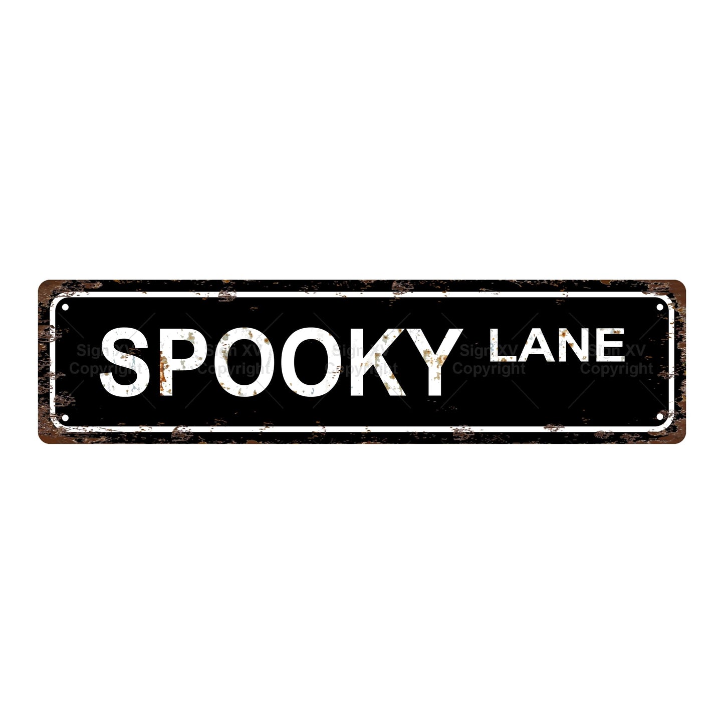 SPOOKY LANE HALLOWEEN Metal Tin Sign Bar Cafe Garage Cave Home Room Wall Bathroom Farmhouse Garden Porch Patio Decor, 8 x 8 Inch