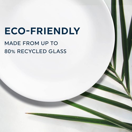 Corelle Vitrelle 6-Piece Salad Plate Set - Chip Resistant Triple Layer Glass, 6-3/4-Inch, Winter Frost White