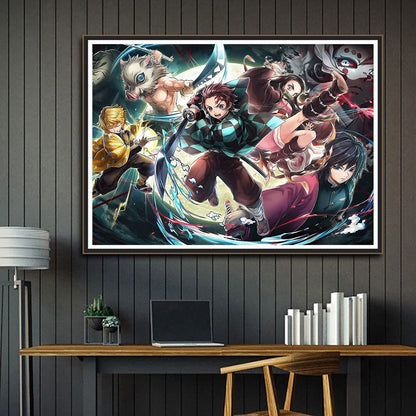 HONGJIE DIY 5D Diamond Art Painting Kit, Anime 20X16 inches Round Full Drill Crystal Rhinestone Embroidery Cross Stitch Arts Craft for Home Wall Decor