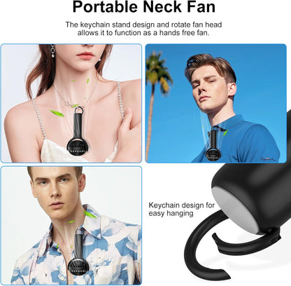 2 IN 1 Mini Portable Handheld Fan with Keychain Stand, Personal Powerful Cooling Fan, USB Rechargeable, Black
