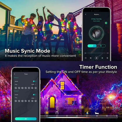 WS2812B 6.5FT IP65 Smart Fairy String Lights RGB IC IC USB Bluetooth Twinkle with Timer and Remote, Music Sync Funny