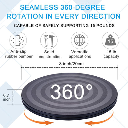 8 Inch 3Pcs, (360 Lazy Susan Turntable Organizer Eichzer Premium Heavy Duty Rotating Swivel Stand with Steel Ball