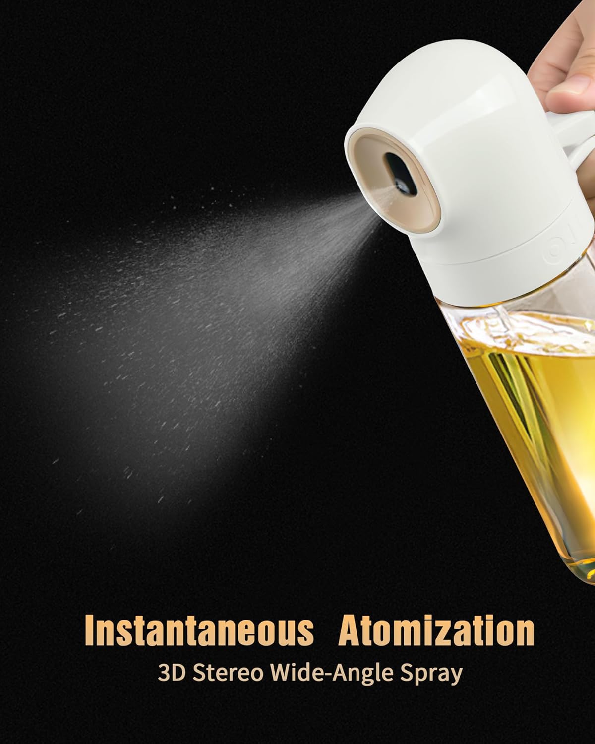 Oil Sprayer for Cooking - 250ml Refillable Glass Olive Oil Spray Bottle, Continuous Dispenser for Kitchen