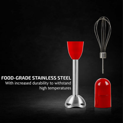 OVENTE Immersion Hand Blender, 300W Electric Handheld Portable Stick Mixer with 2 Mixing Speed and Stainless Steel Blades for Effortless Blending Smoothies, Shakes, Puree or Baby Food, Red HS560R
