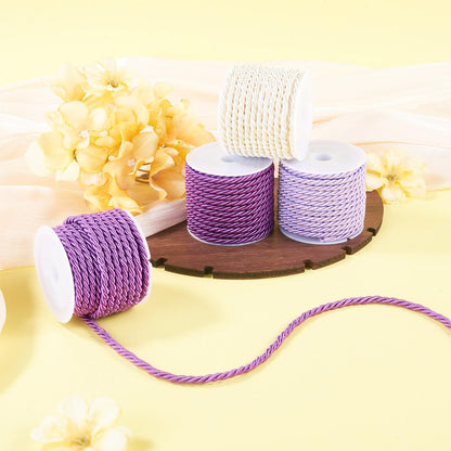 4 Rolls Braided Macrame Cords 3mm 5.4yards Twisted Trim Rope Polyester Twine Cord for Knitting Bag Wall Hangings Plant Hangers Handmade Macrame Supplies