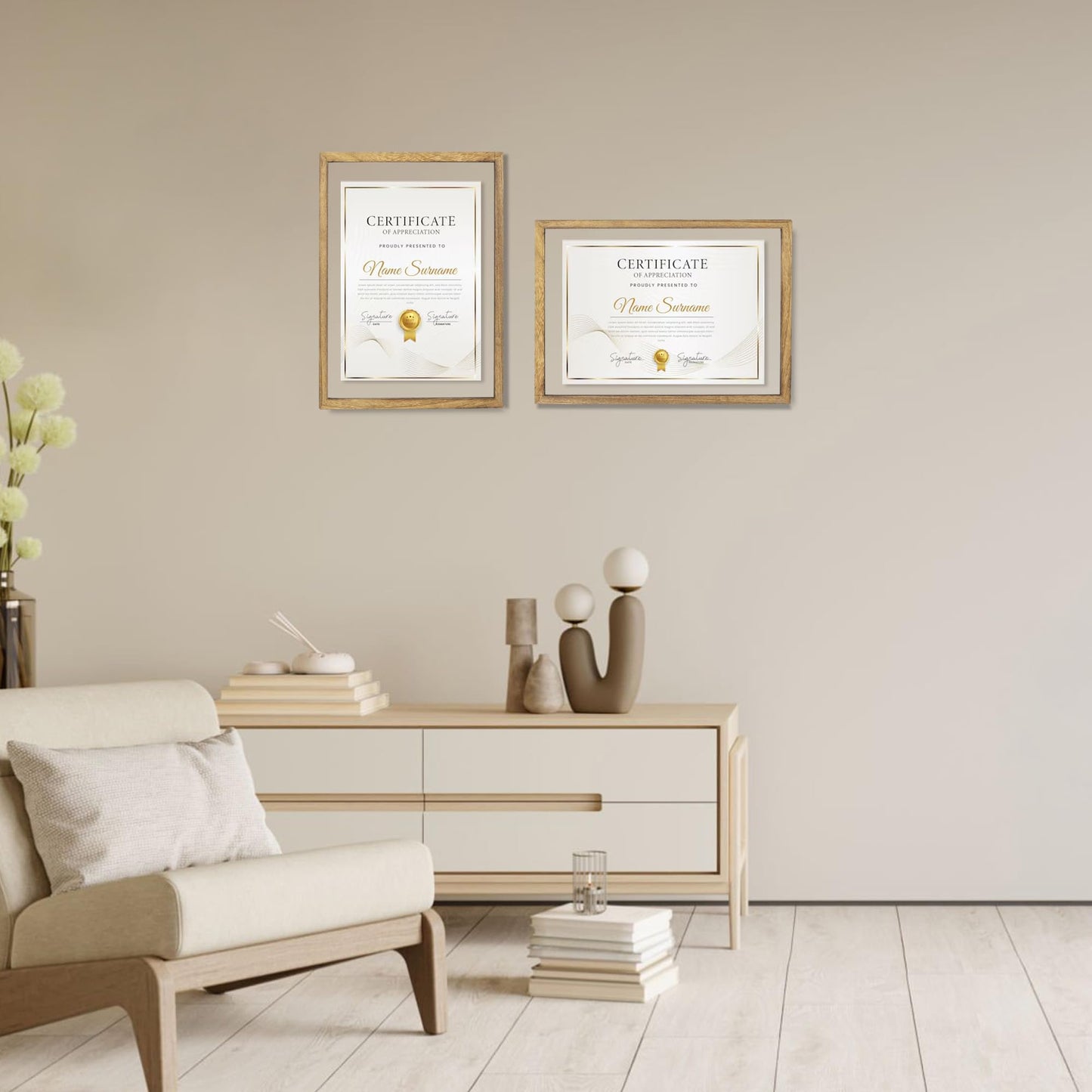DLQuarts 11x14 Floating Photo Picture Frame, Floating Display for Photos 8x10, 7x9, 5x7, 8.5x11 Certificate, or Full Display for 11x14 Photos, Solid Wood, Double Glass, 2 Pack, Carbonized Brown