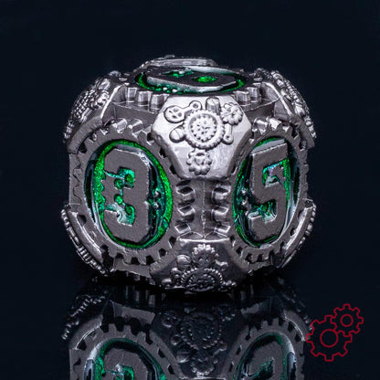 Rolledomain Metal DND Dice Set, Green Steampunk Machinist Gear Heavy Metal Dice Set with Gift Case, Dice Gift for D&D DM and Players, Designed for Dungeons and Dragon, MTG, TTRPG Role Playing Games