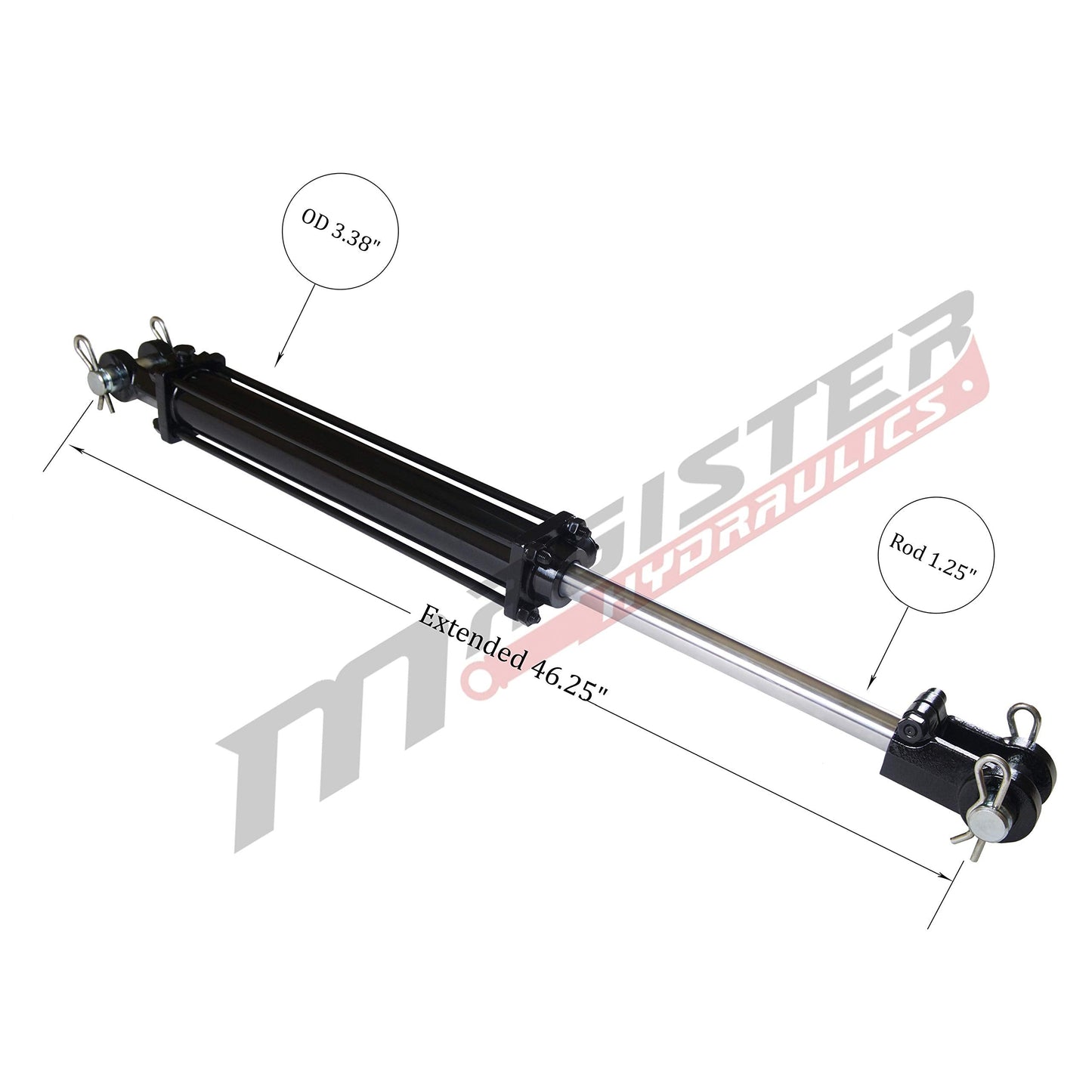 Magister Hydraulics Double Acting Hydraulic Cylinder - AG Tie-Rod Hydraulic Cylinder 2500 PSI Agriculture Standard 3" bore 18" Stroke (3x18)