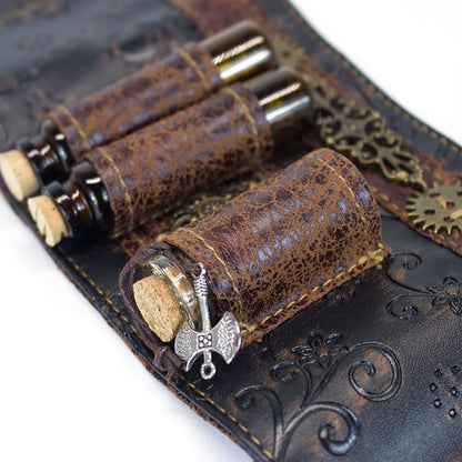 SUMGOGO Arm Bracer Cuff Armband Wrist Guard Armor Medieval Witch Wizard Magic Cork Potion Bottle Lolita Cosplay LARP Costume Accessory Decor (Coffee)