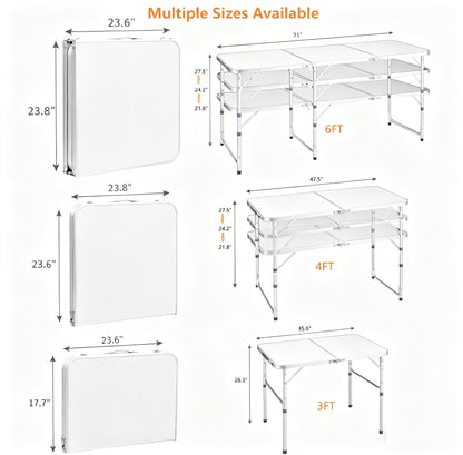 EDWINENE 3FT Folding Tables 10Pack Bulk, Portable Foldable Camping Table with Adjustable Height, Lightweight Aluminum Tables for Craft Tailgate Party Picnic Fishing Beach RV Travel Indoor Outdoor Use