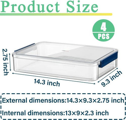 Clear Plastic Storage Box - 4 Pack 5.5qt Snap-Tight Latch | Stackable Organizer for A4 Files, Photos & Crafts