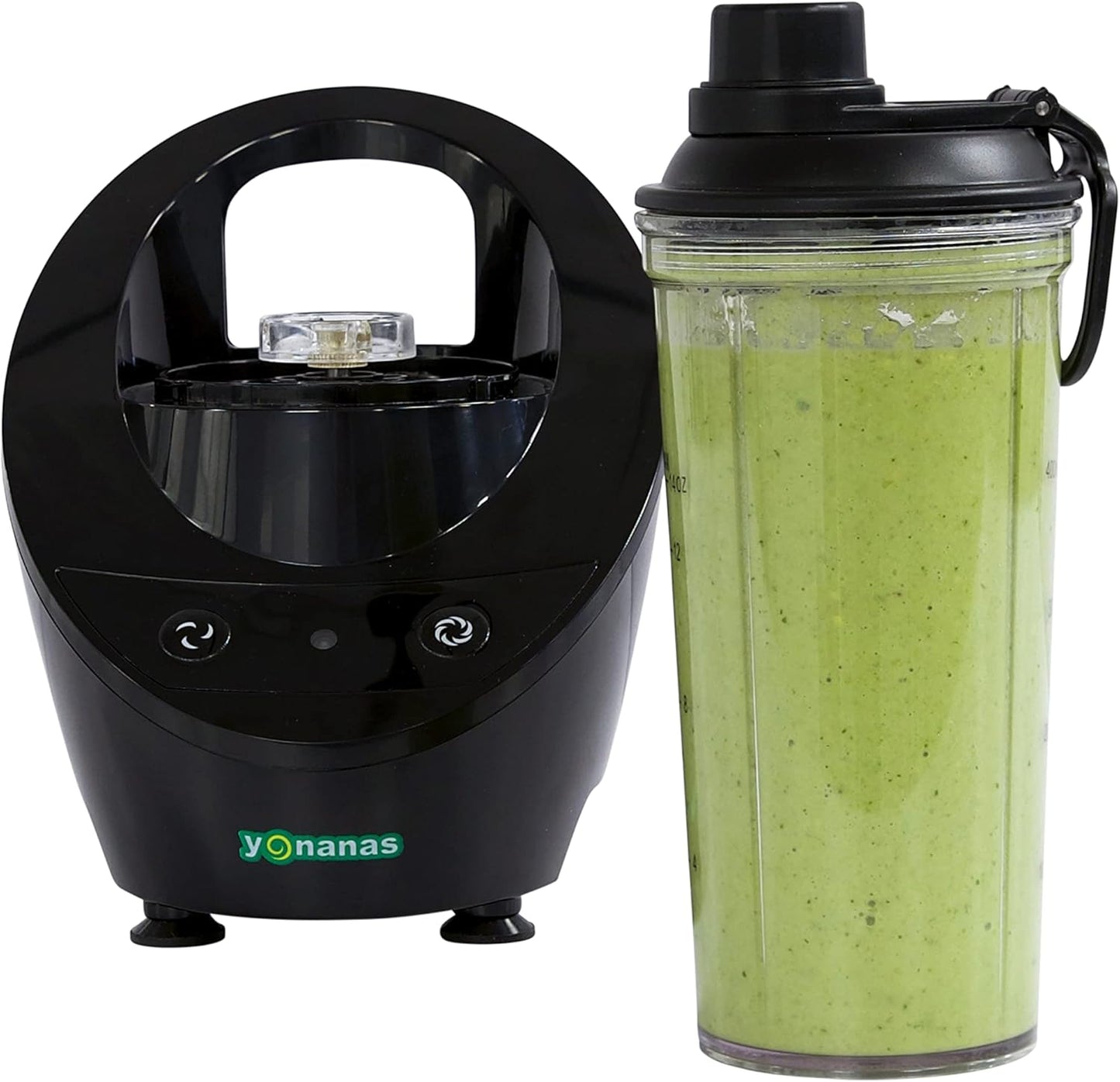 Yonanas Personal Blender with 13.5-Ounce Portable Cup and Drinking Lid, 300-Watts, BPA Free, Black for Smoothies