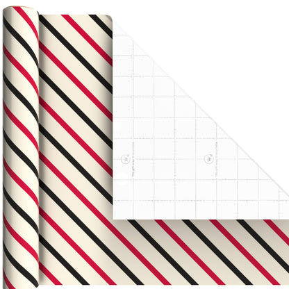 Hallmark Red and Black Wrapping Paper Mini Rolls, 3-Pack (Bows, Diagonal Stripes, Polka Dots) for Valentine's Day, Birthdays, Mother's Day, Bridal Showers - 45 Sq. Ft. Total