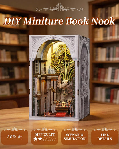 MiniCity Book Nook Kit - DIY Miniature House Dollhouse Kit for Adults and Teens, Booknook Tiny House Bookshelf 3D Wooden Puzzle, Gifts for Family (St. Charles Church)