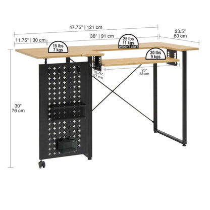 Pivot Sewing Table with Swingout Storage Panel