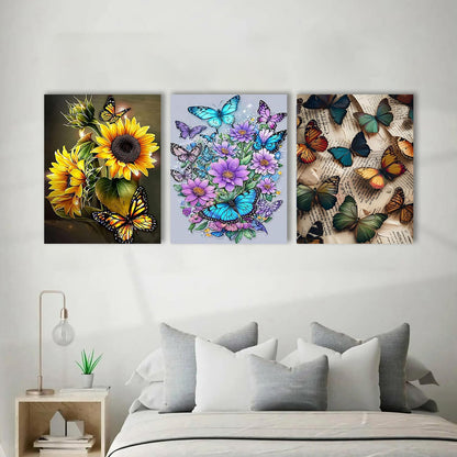 ARTISTKISS 6 Pack Butterfly Diamond Art Kits for Adults - 5D Diamond Painting Kits for Beginner,DIY Flowers Round Full Drill Paintings with Diamonds Gem Art for Adults Home Wall Decor Gifts 12x16inch
