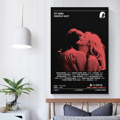 Tv Girl French Exit 90s Music Cover Poster Canvas Wall Art, Unframed Aesthetic Bedroom Decoration 12x18inch (30x45cm)