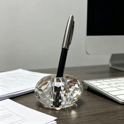 Jeejunye Crystal Pen Holder 2 Pack, 2.36 Inch Single Hole Pen Stand, Light Refracting Desktop Organizer for Fountain Pen, Makeup Brush, Wedding Guest Book, Home Office Desk Decor