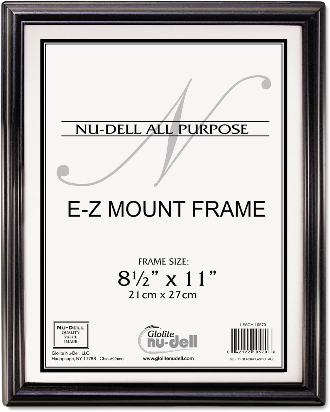8.5" x 11" EZ Mount Economy Document Frame, Plastic Face, Black