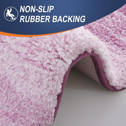 OLANLY Bathroom Runner Rug - Extra Soft Microfiber Mat with Rubber Backing | 59x24, Quick Dry, Pinkish-Purple