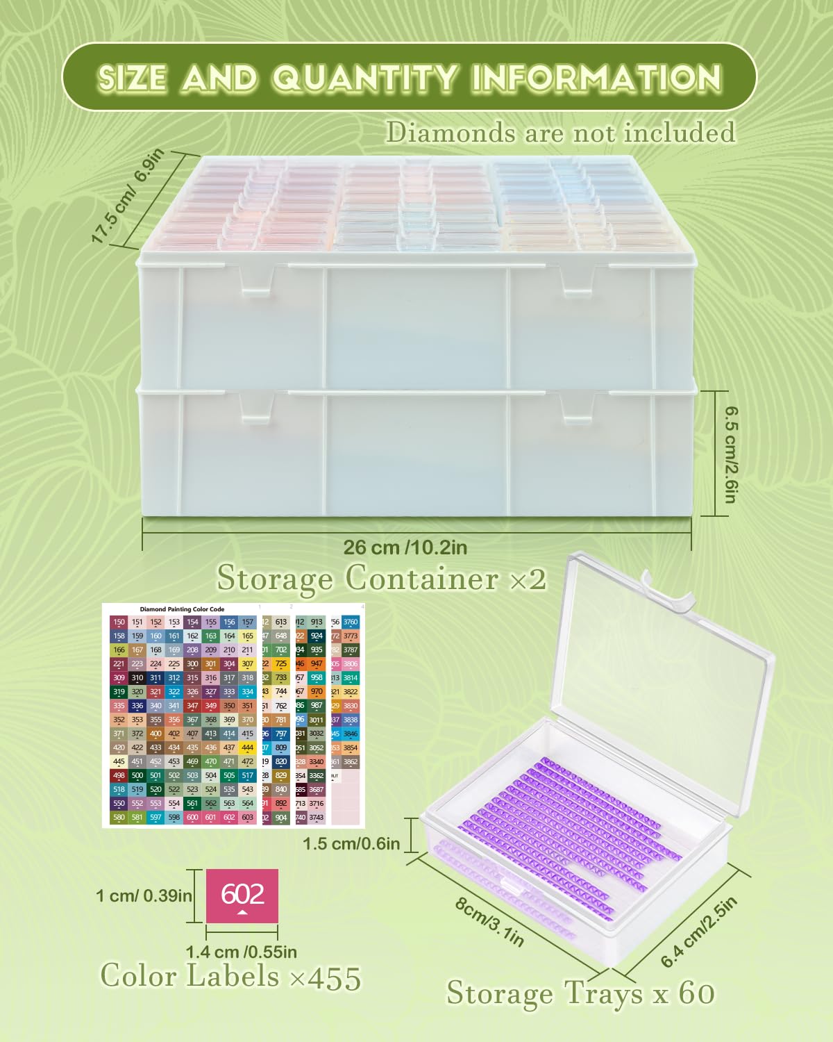 Diamond Painting Trays with Lids and Diamond Art Storage, 60PCS Diamond Art Accessories with Storage Containers, 2-in-1 Drill Storage and Line-Up Tool, 2 Packs 5D Diamond Painting Tools for Beads