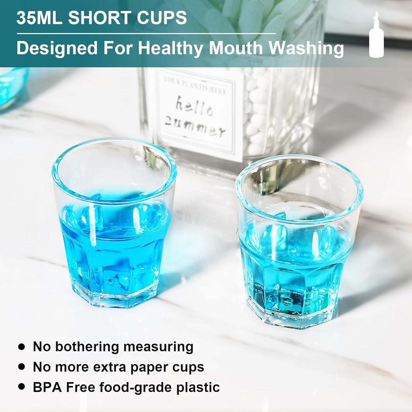 1 Pack, 17oz Mouthwash Dispenser for Bathroom, Glass Mouthwash Dispenser with Cup, Mouth Wash Container Bottle
