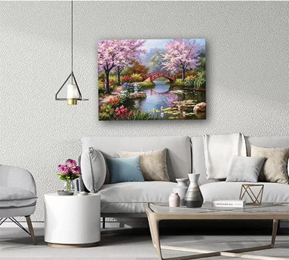 JOYSTRY Diamond Art Dots Painting Kits for Adults, DIY Bridge Landscape Paint with Diamonds Full Drill Round Gem Jewel Crystal Paintings Kit for Home Wall Decoration (Bridge-16x12in)