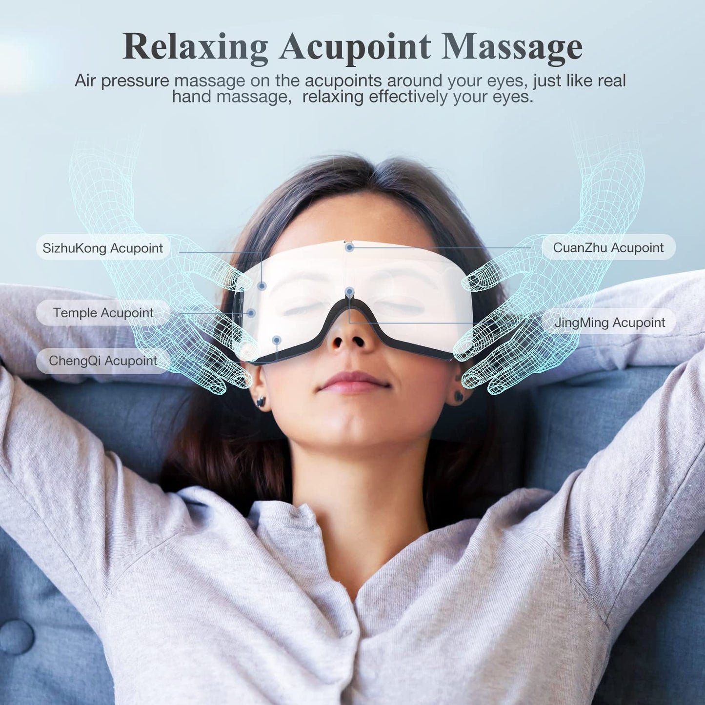 ESLYYDS Eye Massager with Heat, Compression, Heated Sleep Mask, Mothers Fathers Day Birthday Gifts for Women Men, Massager Scalp for Eye Strain Relief, Foldable,Comfortable