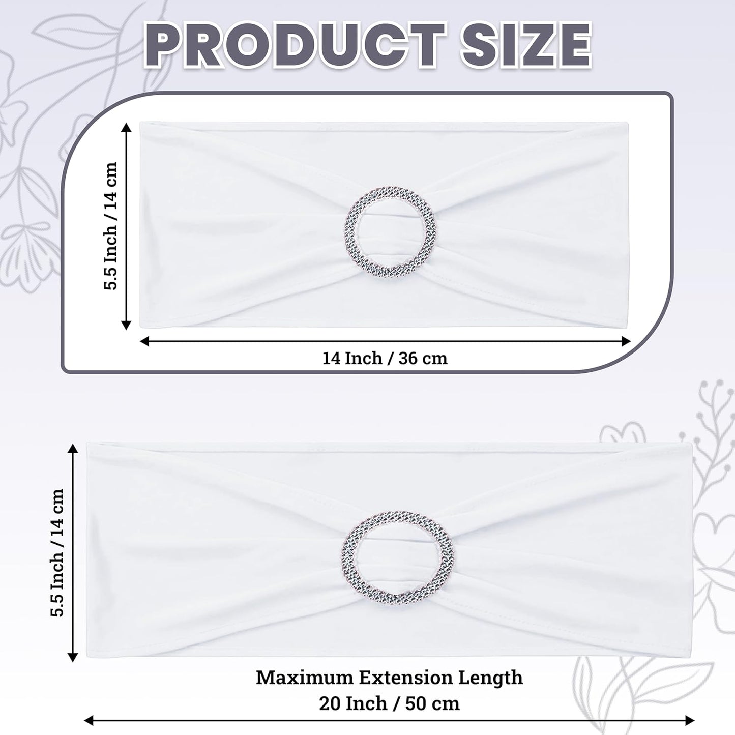 MDS Spandex Chair Sashes - Universal Fit Stretch Bands with Buckle Slider for Elegant Wedding Decor - White, Pack of 150