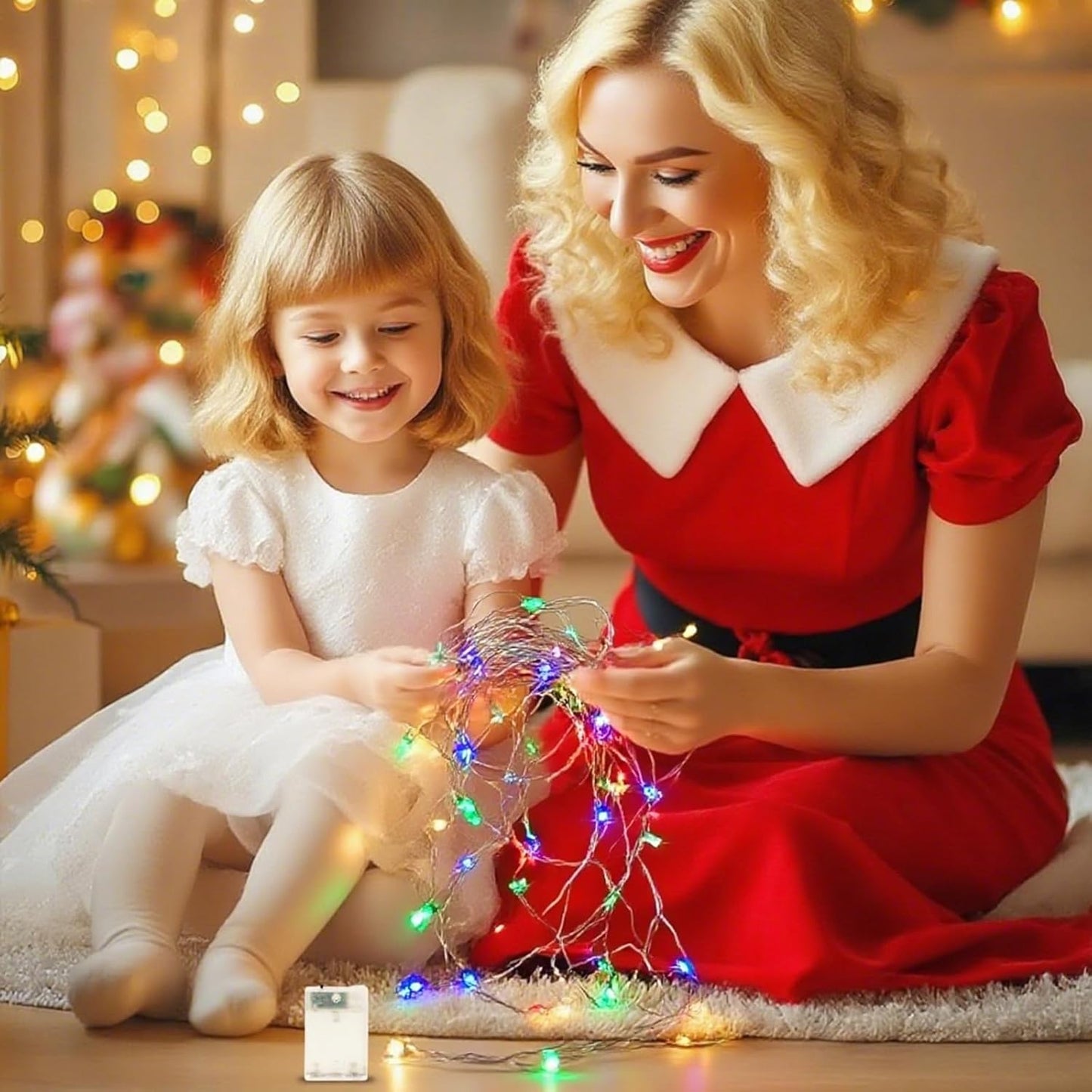 YPHSOL 16.4ft 50LED 2 Pack) Fairy Lights Battery Operated String Lights Flashing and Constant Light Waterproof Silver