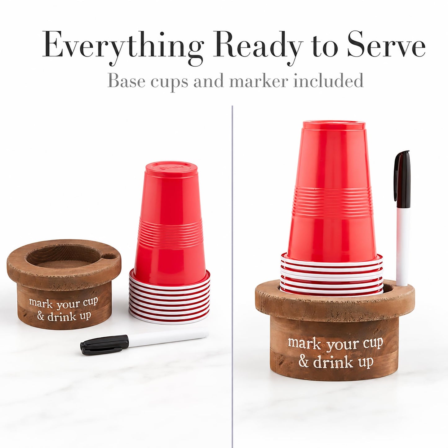 Mud Pie Disposable Cup and Marker Set; Base 3" x 5 1/2" Dia | Cup 18 oz