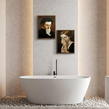 BJVJKSU Vintage Mid-Century Bathroom Canvas Wall Art - Humorous Black & White Prints | 8x10in