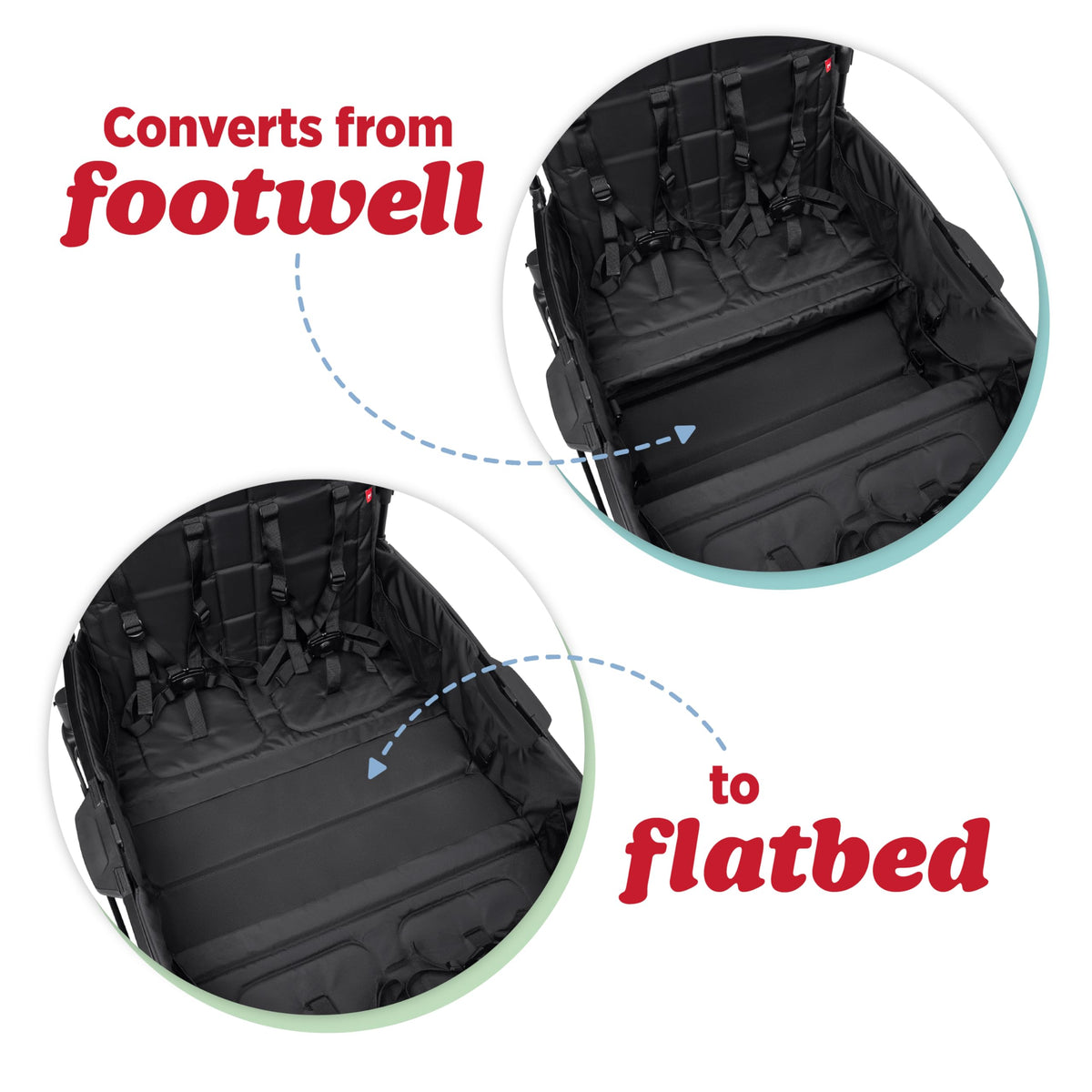 Radio Flyer Voya 2.0 4-Seat Stroller Wagon, for Kids 6+ Months, Lightweight, Compact, Foldable, UV Canopy, Included Storage, Never Fall Pull Handle, Seats Convert to Flatbed, Stroller Wagon for Kids