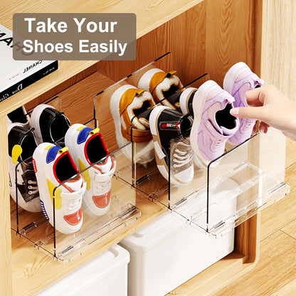 Copidrum Closet Organizer(1PACK) Clear Kids Shoe Rack Holder for Storage Organizer Stackable Shoes Shelf Dividers