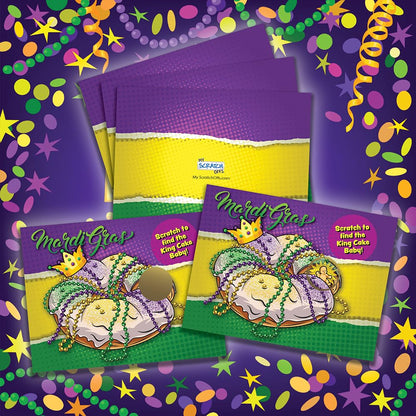My Scratch Offs Mardi Gras King Cake Scratch Off Game Cards 26 Pack - 24 Non-Winning and 2 Winning per Pack