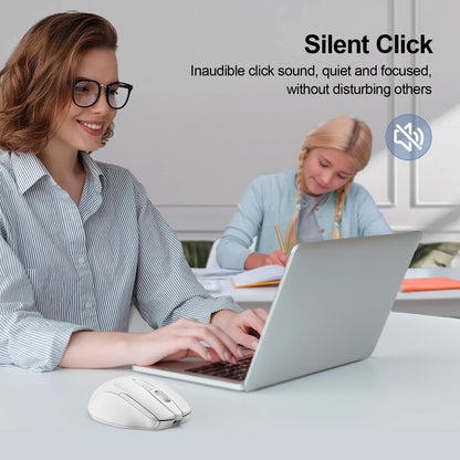TECKNET Wireless Mouse (BT5.0/3.0 & 2.4G) Rechargeable 4800 DPI Silent USB A & Bluetooth Mouse 6 Buttons, Wide Compatibility - Grey