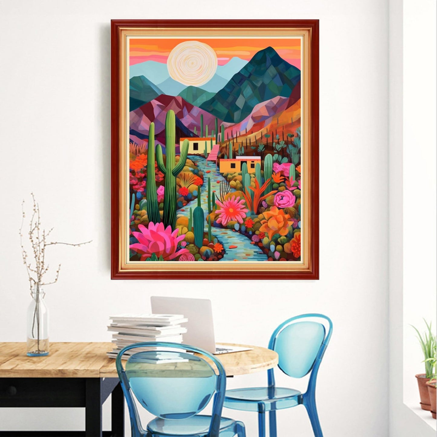 Magxvouy Cross Stitch Kits Stamped Full Range of Embroidery Kits,Cross Stitch Patterns Needlework Kits for Beginners 11CT Printed Kits&Cactus Home 16x20 inch