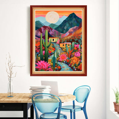Magxvouy Cross Stitch Kits Stamped Full Range of Embroidery Kits,Cross Stitch Patterns Needlework Kits for Beginners 11CT Printed Kits&Cactus Home 16x20 inch