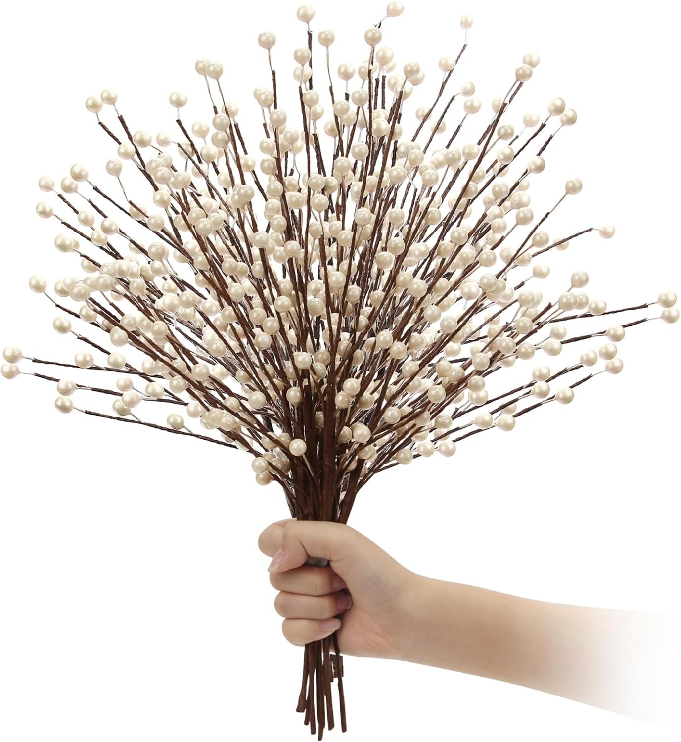 12Pcs NBGV Winter Decorations Artificial Berry Stems White Berry Picks for Christmas Holiday Flower Arrangements Home