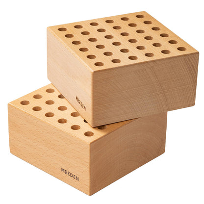 MEEDEN 2Pcs Beechwood Pencil and Brush Holders: 36 Holes Paint Brush Storage Organizer & Holder Rack - Wood Block Pencil Holder for Paintbrushes, Pens and Art Tools - Paint Brush Holder Display Stand
