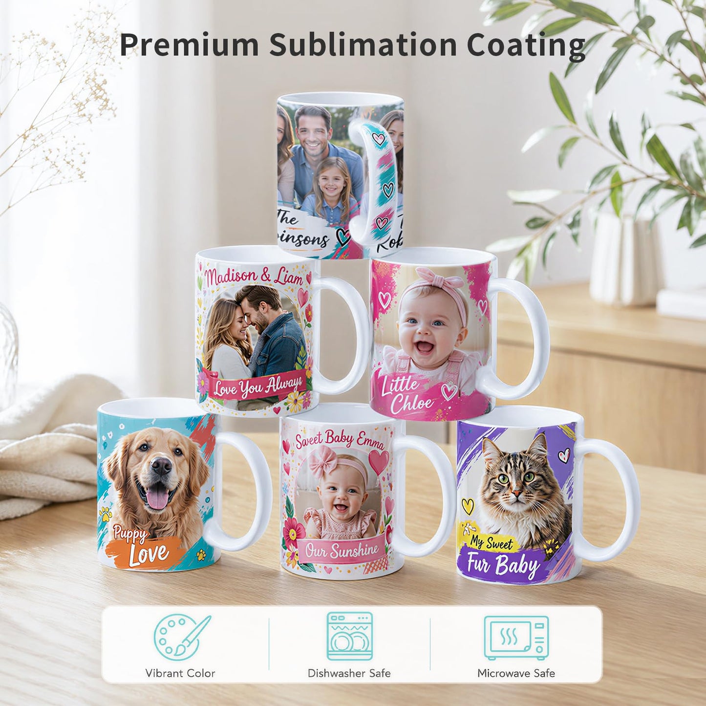 PYD Life 6 Pack Sublimation Coffee Mugs Blanks with Individual White Box, Tazas Para Sublimacion 11 OZ, Compatible with Cricut Mug Press Sublimation Oven, for Small Business DIY Custom Gifts